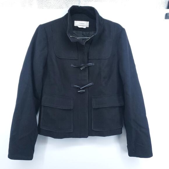 Caslon Womens Dark Grey Wool Jacket Full Zipper Toggle Clasps 2 Front Pockets S - Picture 1 of 10